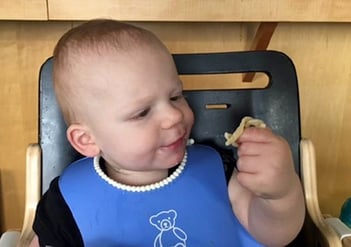 Baby Lukas eating Zone PastaRx