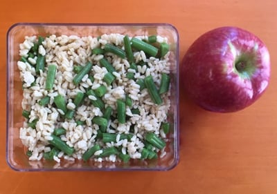 Zone Orzo lunch with an apple